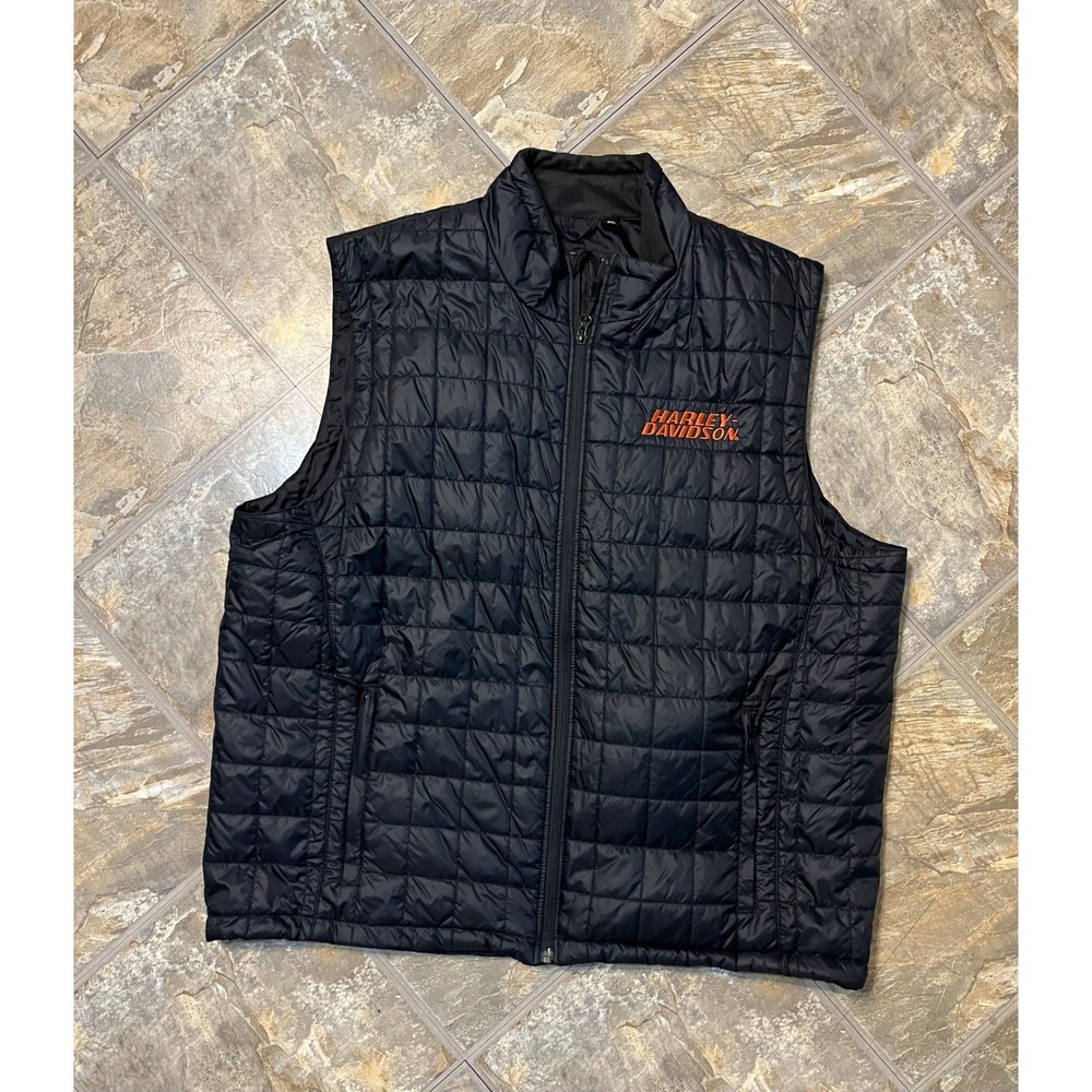Harley-Davidson Heated Puffer Vest Mens 2XL Black Excellent Logo
